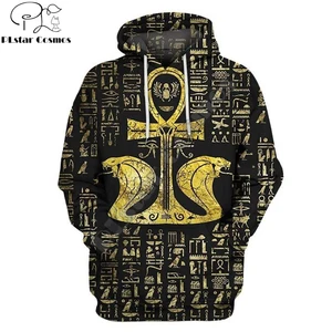 Худи мужское в стиле Харадзюку, модная уличная куртка с капюшоном, египетский крест глаз хора, Анкх символы, 3D принт
