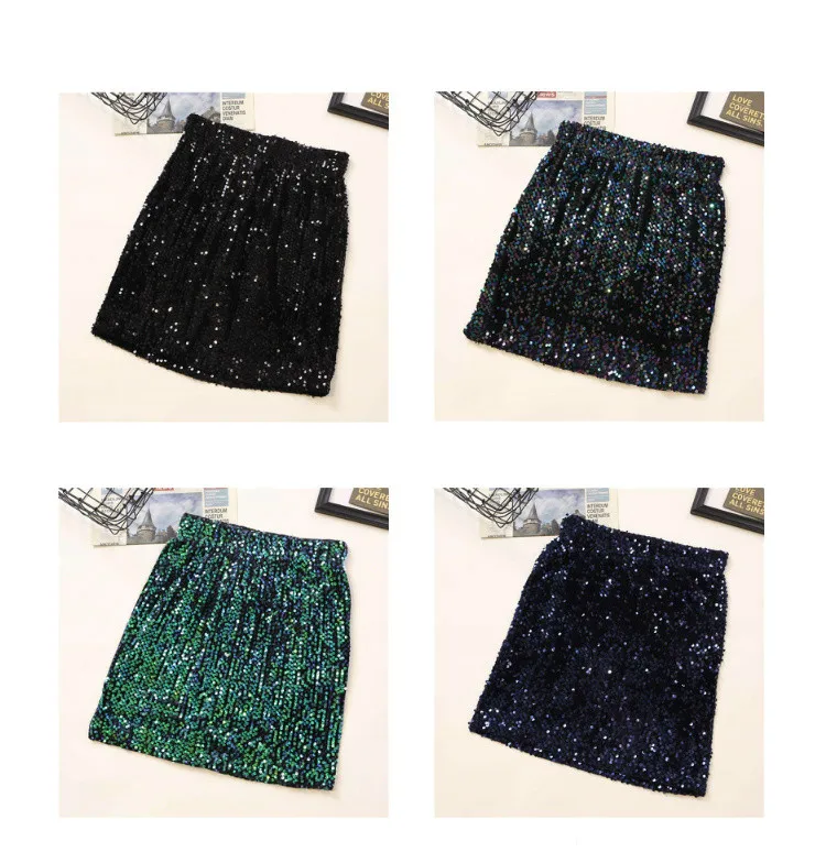 

autumn winter sexy style mini-skirt woman fashion brand club sequined blingbling faldas mujer moda bodycon High waist Skirts new