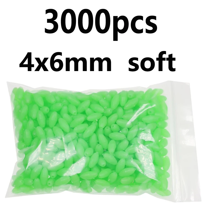 4x6mm 3000pcs green 1000/3000 шт.; ; детское нижнее белье красного и зеленого цвета; овальная мягкая резиновая светящиеся бусины для рыбалки светящиеся раковина бусины для рыболовные снасти рыболовные приманки рыболовные снасти - Цвет: 4x6mm 3000pcs green