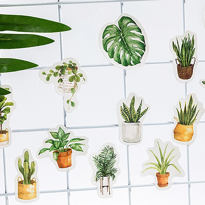 

45 Pcs/ set of plant hand account stickers creative flowers and plants design fresh diary DIY decoration stickers sealing stick