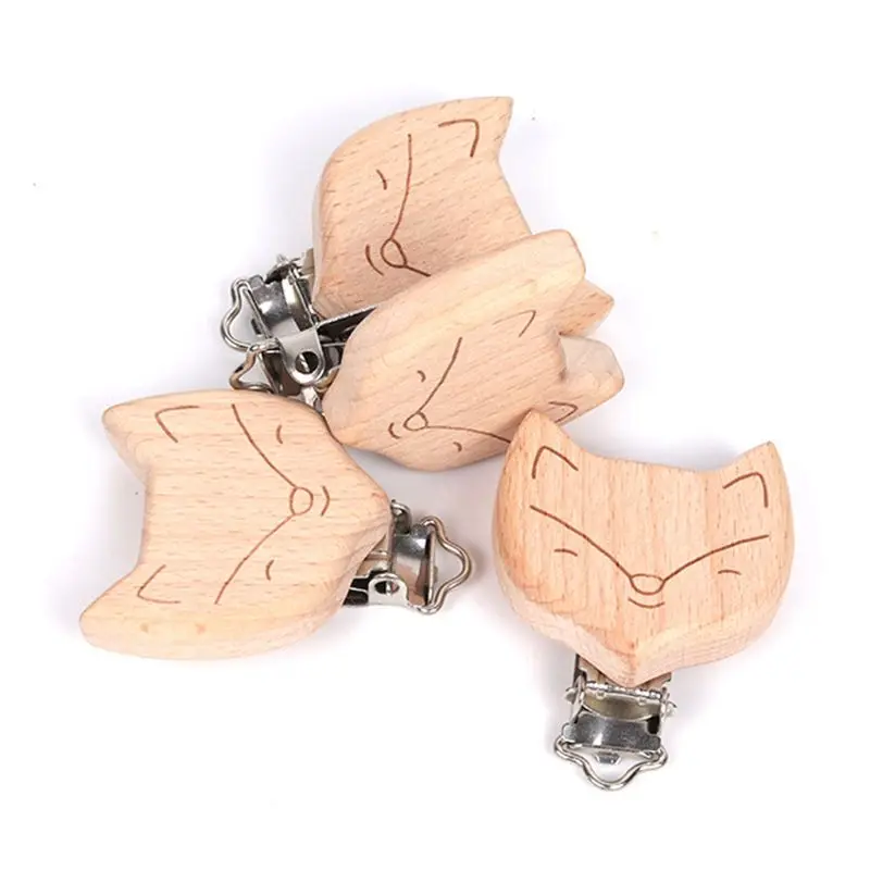 

Nipple Chain Accessories Wooden Pacifier Clip Cute Fox-shaped Baby DIY Preferred