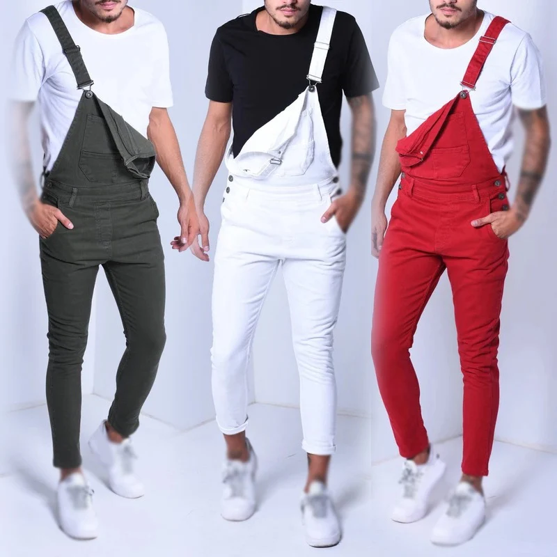 Новое поступление мужские джинсы популярные комбинезоны регулируемые