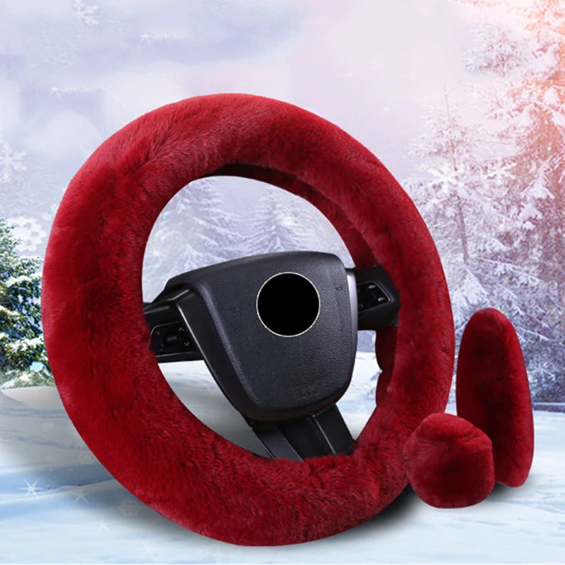 3pcs/set Warm Steering Wheel Cover Plush 8 Colors Car Steering Wheel Cover Set for Women Girl Universal Car Interior Accessories 3pcs/set Warm Steering Wheel Cover Plush 8 Colors Car Steering Wheel Cover Set for Women Girl Universal Car Interior Accessories