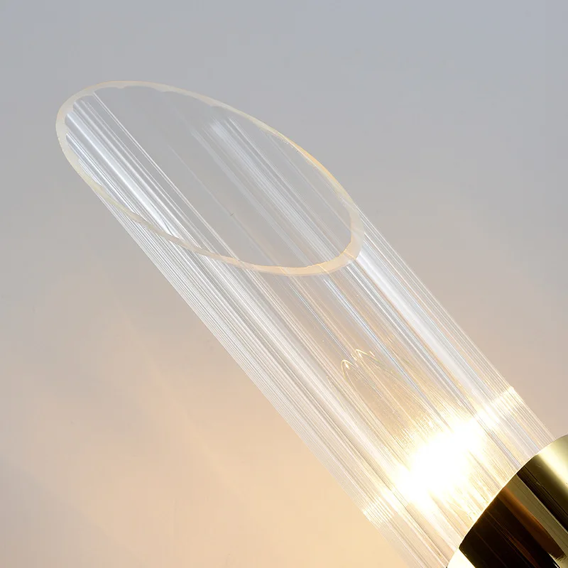 

European-style minimalist hotel room bedside stainless steel double-headed glass aisle designer post-modern wall lamp WF1012