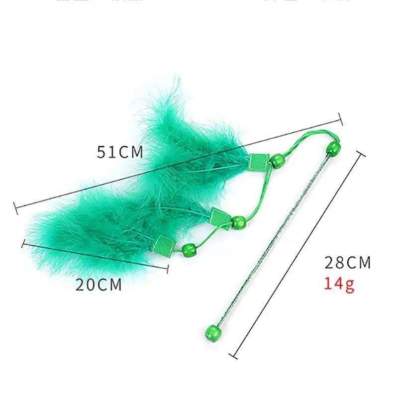 

Cute Funny Cat toys Cat Feather Wand Green color Creative Interactive Kitten Wand Toy Cat Teaser Cat Wand
