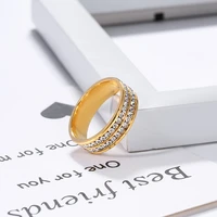 korean version 8mm double row zircon ring mens and womens titanium steel ring lovers promise ring wedding jewelry accessories