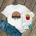 1 предмет, Одинаковая одежда для мамы и ребенка новая рубашка для мамы идеальное сочетание топов с гамбургером, картошкой фри забавная футболка для мамы и ребенка