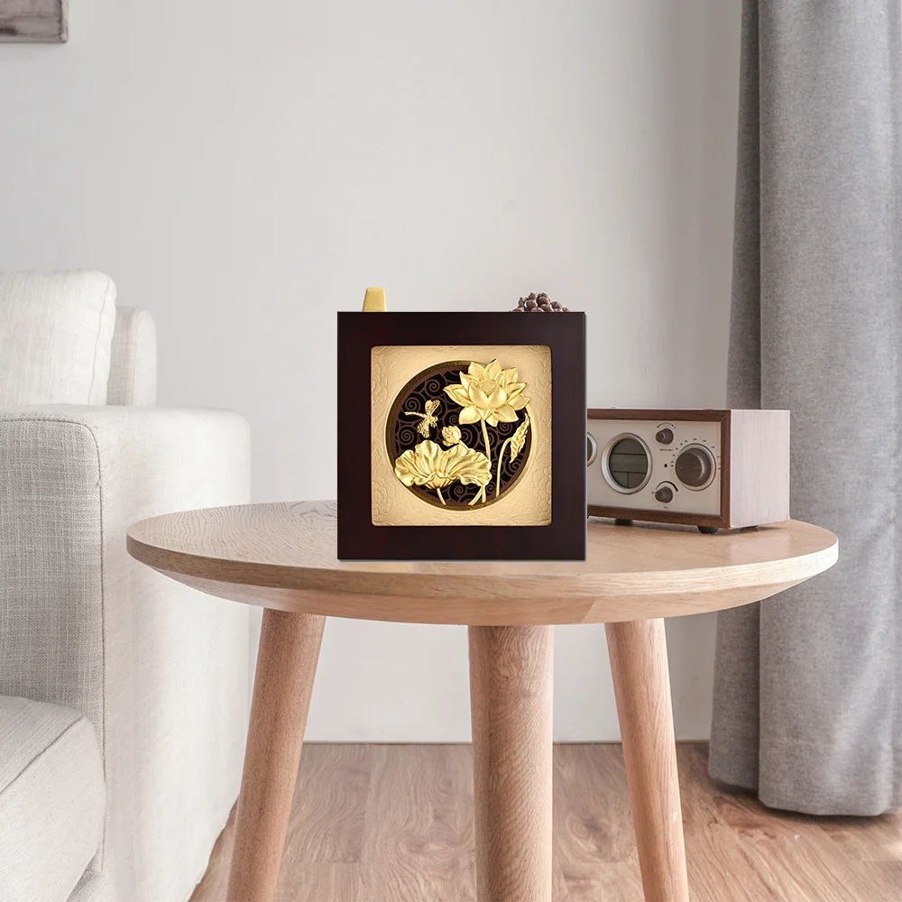 3D изображения лотоса картина с золотыми листьями Китайская традиционная