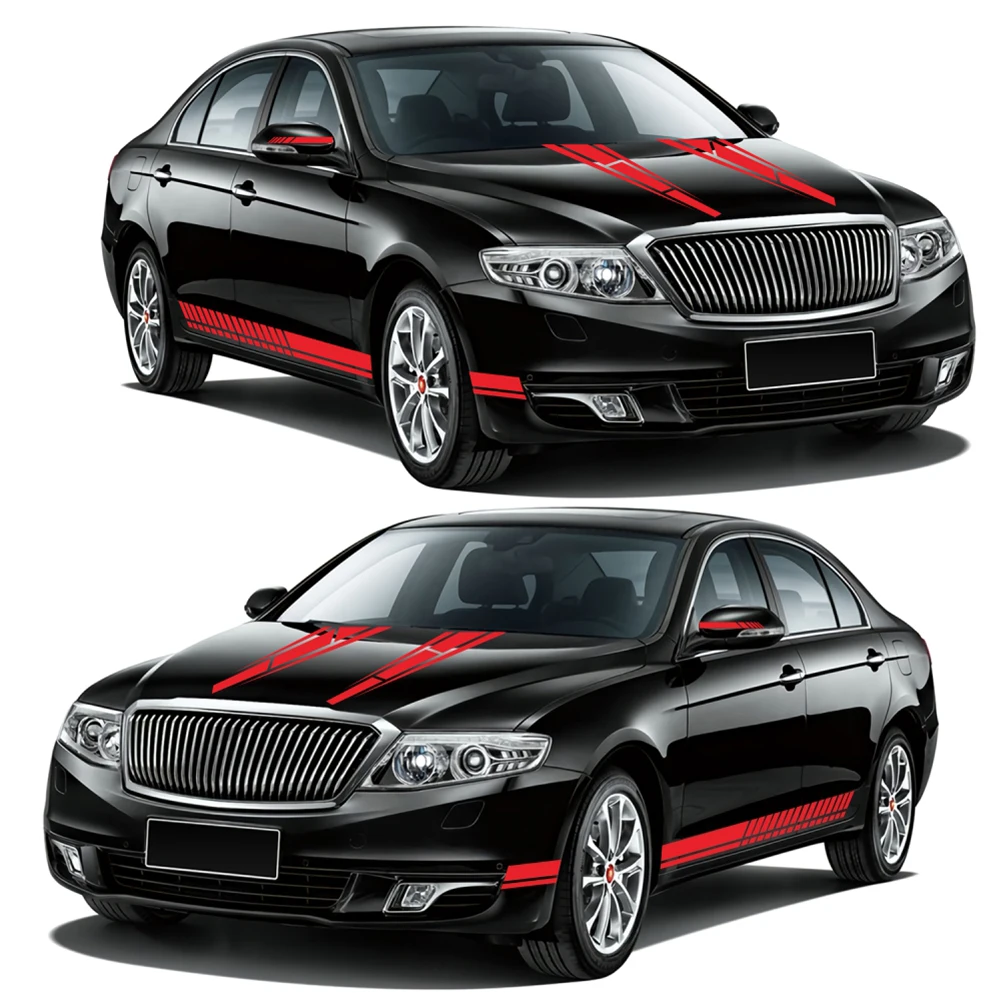 

6pcs/set Stripe Vinyl Decal Sticker Graphics Car Side Body Hood Cover Rearview Mirror
