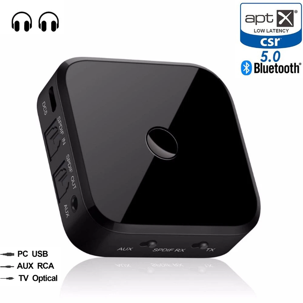 

Dual Link Bluetooth 5.0 Aptx LL Low Latency Optical SPDIF Toslink Aux 3.5mm Transmitter Receiver Wireless Audio Music TV Adapter