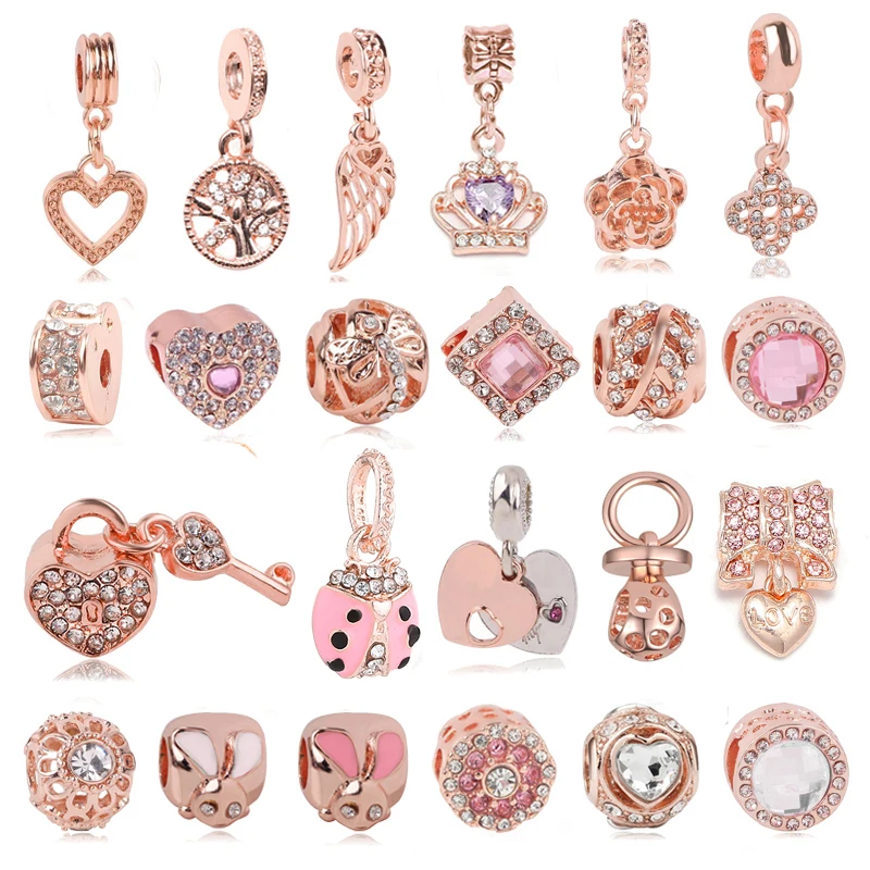 

Boosbiy 2pc New Fashion Style Air Balloon Flower Charm Beads Pendant Fit Brand Bracelets Necklaces For Women DIY Jewelry Gift