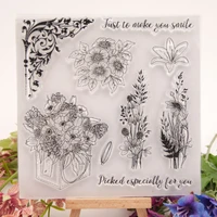 flower sentence clear stamps cutting dies scrapbook christmas card paper craft silicon rubber roller transparent stamps