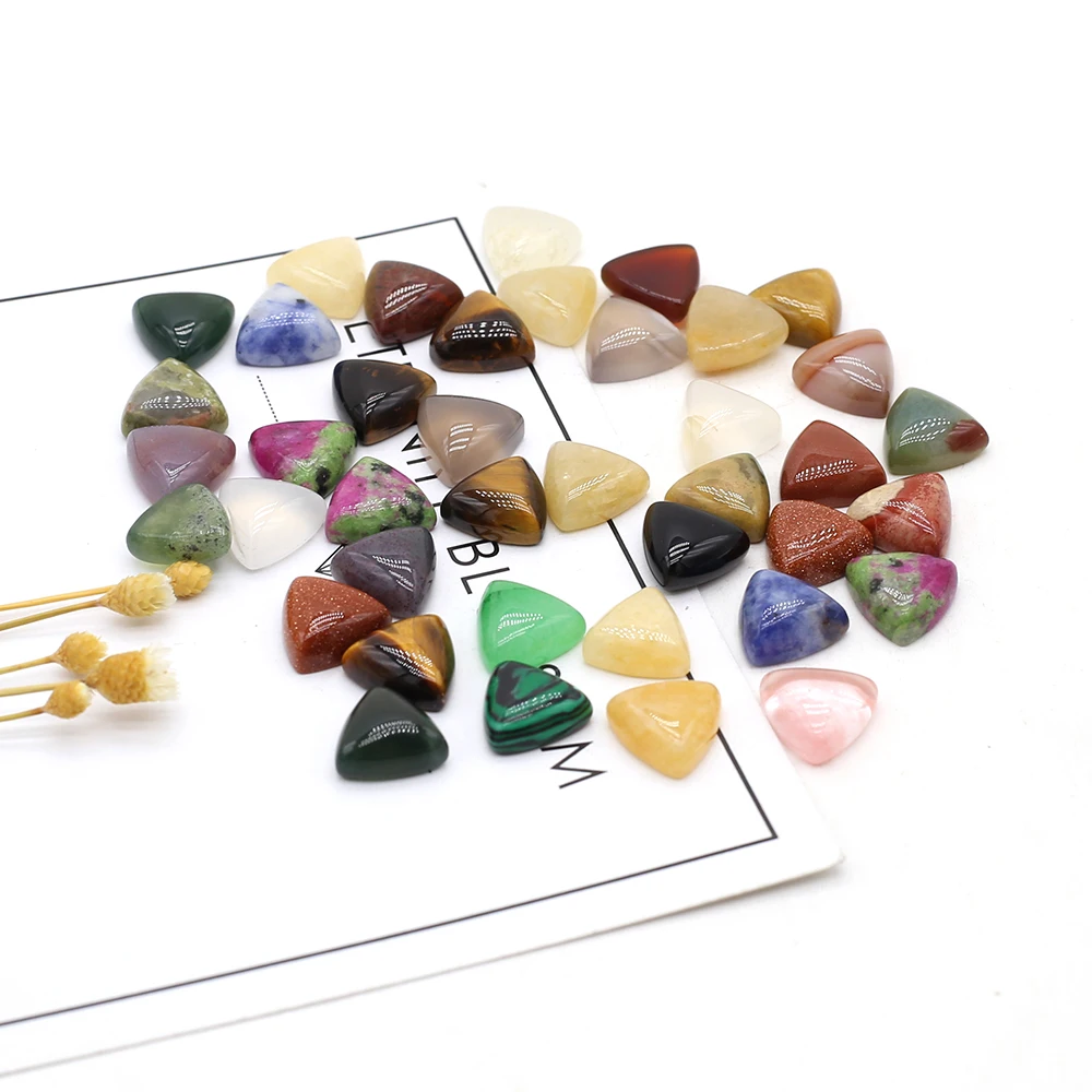 

10pcs Natural Stone Semi-precious Stone Small Triangle Glossy Interface Jewelry Pendant Making DIY Necklace Bracelet RandomColor