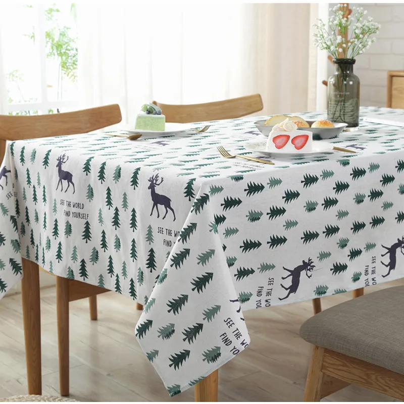 

1pc elk cotton and linen tablecloth Hige Quality Dining Tablecloth Multi Sizes Home Kitchen Banquet Table Cover