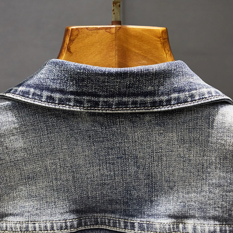 Мотоциклетная Повседневная джинсовая куртка модель 5Xl осенняя мужская