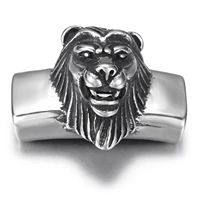 stainless steel slider beads male lion polished 12x6mm hole bead slide charm accessories for diy bracelet jewelry making