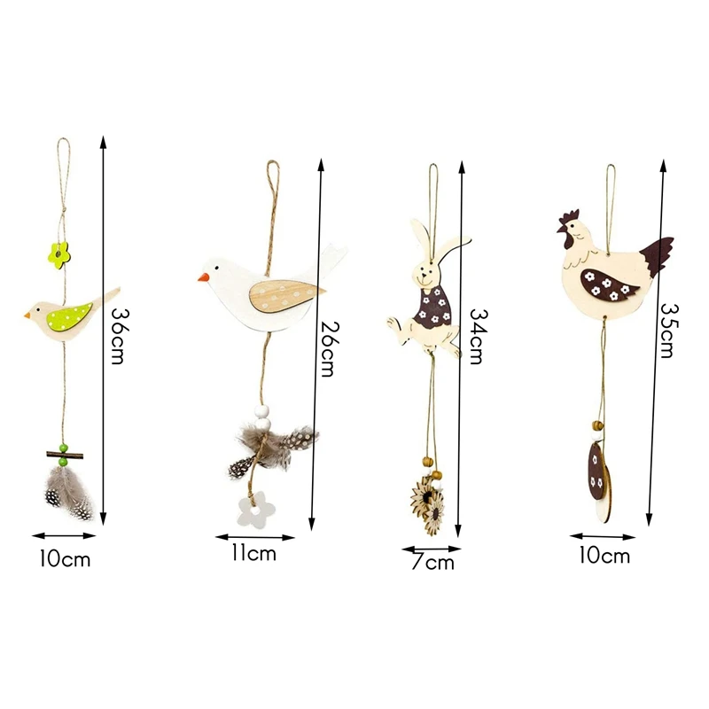 4 шт. украшения деревянные подвесные счастливой Пасхи Кролик Птица петух с