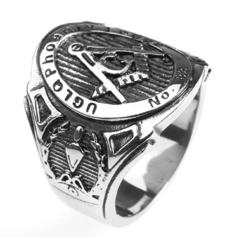 Оптовая продажа модное масонское кольцо из нержавеющей стали серебряного цвета