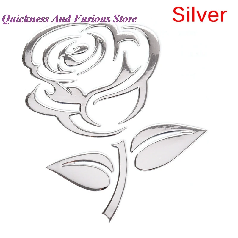 

3D Cutout Rose Universal Car Styling Reflective Auto Motorcycle Stickers Car Body Decor Flower Car Stickers Golden/Silver/Red