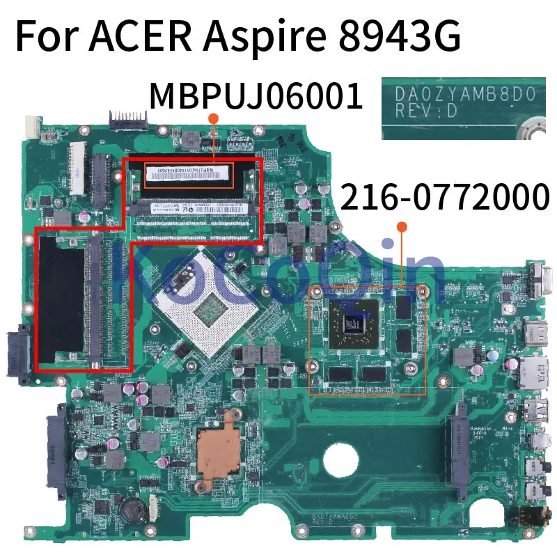 Для ACER Aspire 8943 8943G HD5650 материнская плата для ноутбука MBPUJ06001 DA0ZYAMB8D0 216-0772000 2