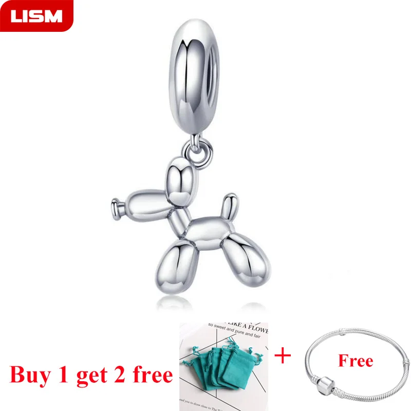 Новое поступление реальные 925 пробы серебристый воздушный шар собака Форма