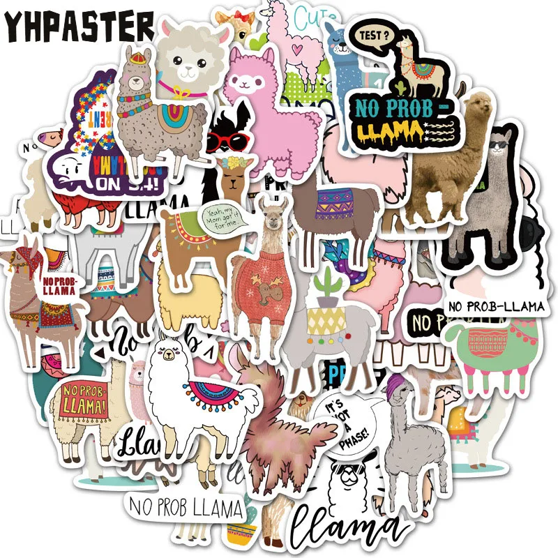 

10/30/50Pcs Cartonn Cute Llama Alpaca Animal Stickers For Laptop Luggage Motorcycle Phone Skateboard Toys Car Diary Pegatinas