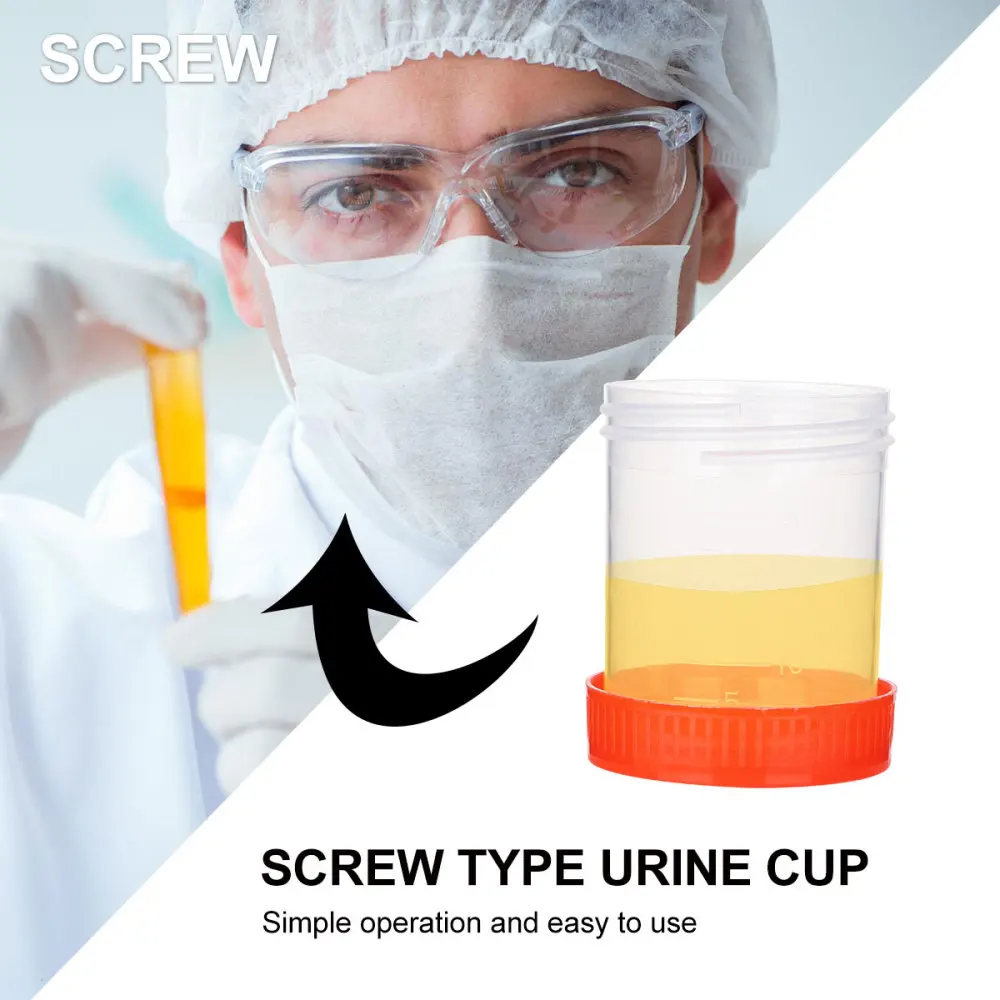 

50 Pcs/1 Pack 40ml Specimen Sampling Cup Practical Urine Sealed Container with Spiral Cover for Laboratory Use (Random
