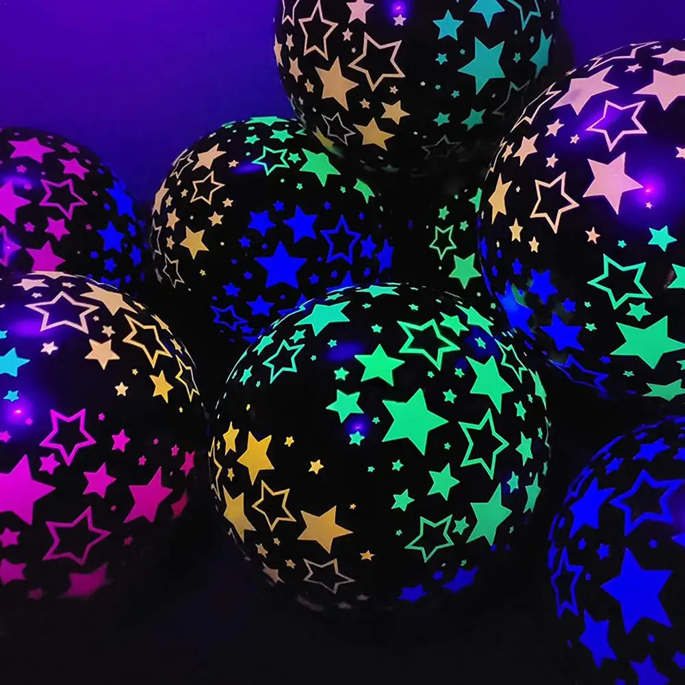 

Dot Neon Balloons 12 Inch 100pcs Glow In The Dark Fluorescent Black Transparent Balloon For Birthday Wedding Christmas Decor
