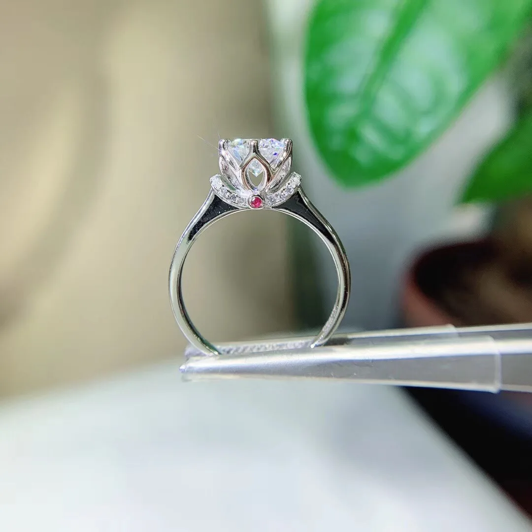Kkmall магазин круглое серебряное кольцо Moissanite 1.00ct D VVS роскошное свадебное кольцо Moissanite для женщин