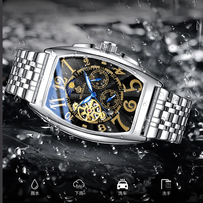 Мужские механические часы-скелетоны из нержавеющей стали |