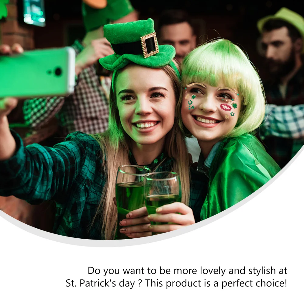 

2pcs Face Tattoos St. Patrick's Day Tattoos Sticker Temporary Tattoos Decal
