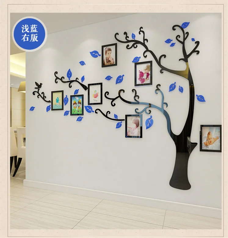 Наклейка на стену s Tree фоторамка наклейка DIY зеркальная Настенная Наклейка украшение дома гостиная спальня плакат ТВ фон Настенный декор - Цвет: Blue Right