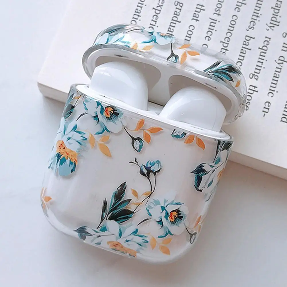 Protective Case Cover for Air pods Transparent Lemon Strawberry Gardenia Pattern Wireless Bluetooth Earphone Anti-fall Cases | Электроника