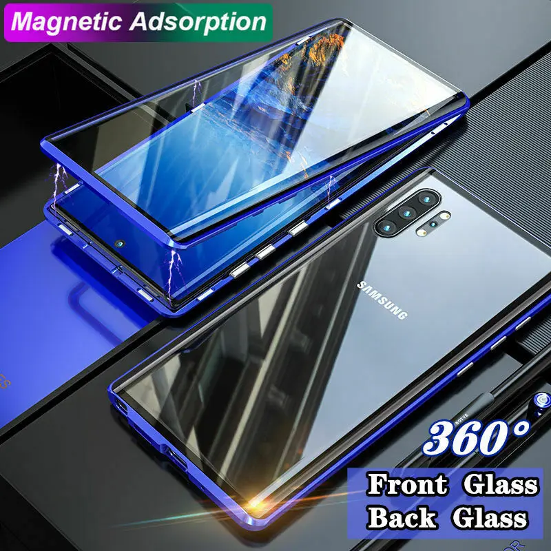 Магнитный стеклянный чехол 360 для Samsung Galaxy A51 A71 A41 A31 A50 A70 A40 A30 A20 A10 A81 A91 M31 A11 A21