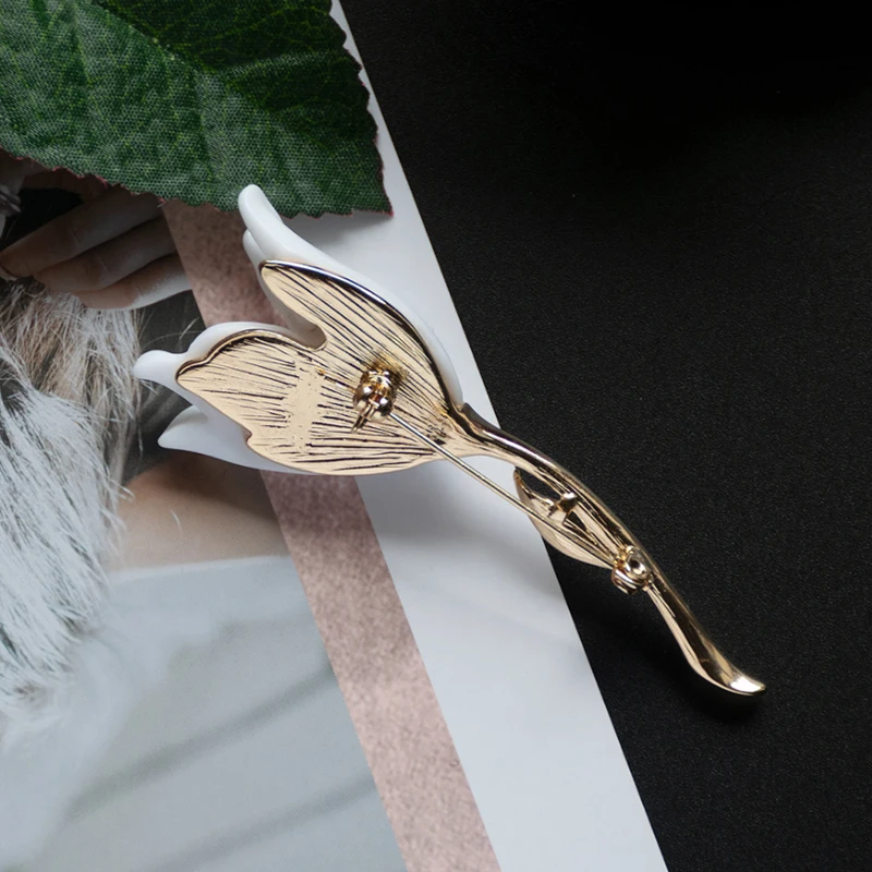 Классический дизайн роскошная белая Брошь В Виде Цветка тюльпана в ретро