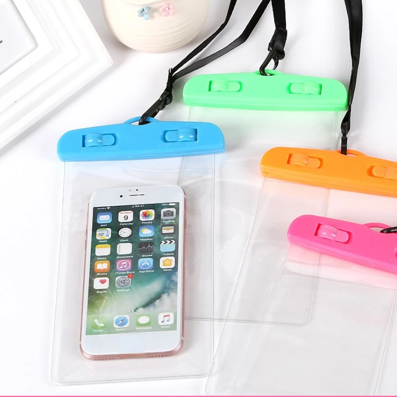 

Color Clip PVC Waterproof Mobile Phone Bag HD Double-sided Transparent Hanging Neck Sealing Clip Swimming Sports Storage Bag