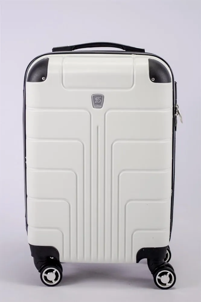 Чемодан маленький из поликарбоната белый S (ручная кладь) на 4-х колесах с кодовым