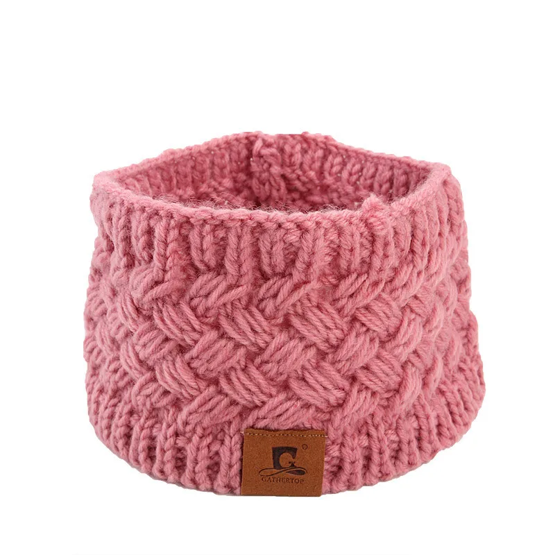 Pink Новые зимние однотонные широкие вязаные повязки для волос, женские теплые вязаные шапки с ушками, тюрбан, повязки на голову, праздничная одежда для девочек, Женская повязка для волос, головные уборы - Цвет: Pink