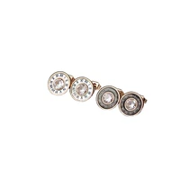 free shipping black white shell roman numerals round with cubic zirconia rose gold color stainless steel stud earrings