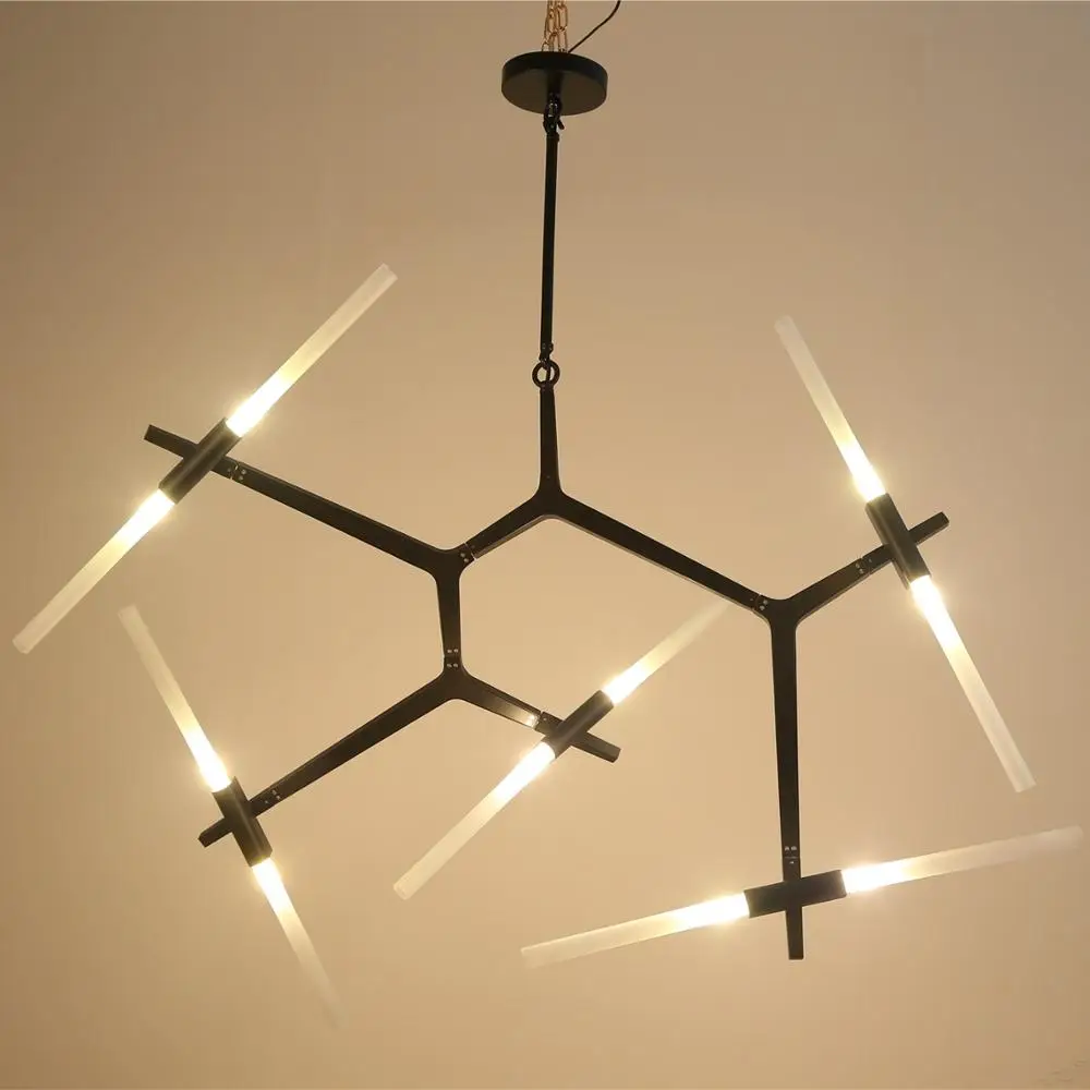 Современная простая люстра в форме елочки золотая черная для гостиной гостиницы кабинета столовой железная
