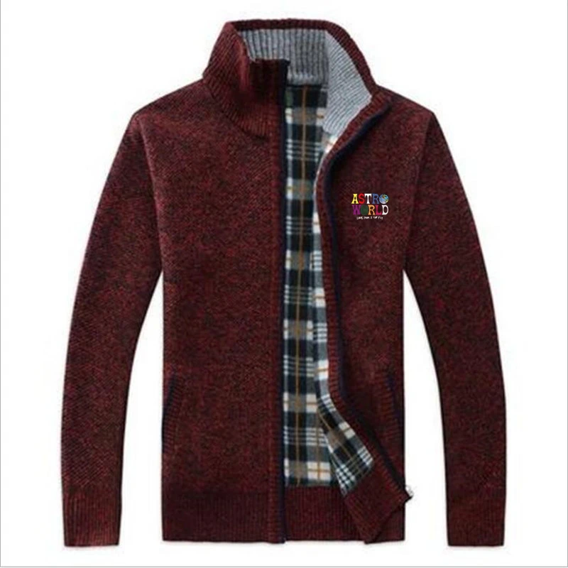 

ASTROWORLD car LOGO new men's business casual sweater cardigan men's slim knitted sweater coat autumn and winter M-3XL