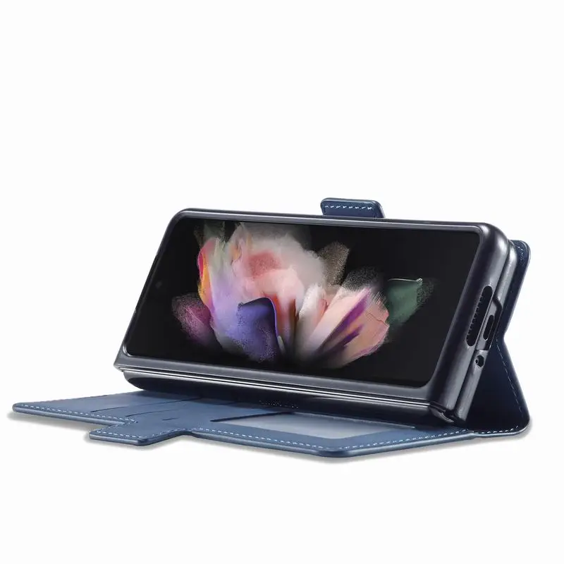 Складной кожаный чехол-книжка с карманом для карт Samsung Galaxy Z Fold 3 - купить по