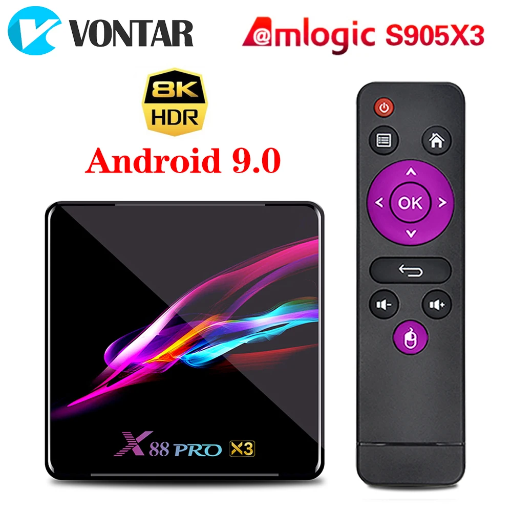 ТВ-приставка X88 PRO X3 Android 9 0 Amlogic S905X3 4 Гб 128 ГБ 1080p 8K двойной Wi-Fi Google плеер Youtube