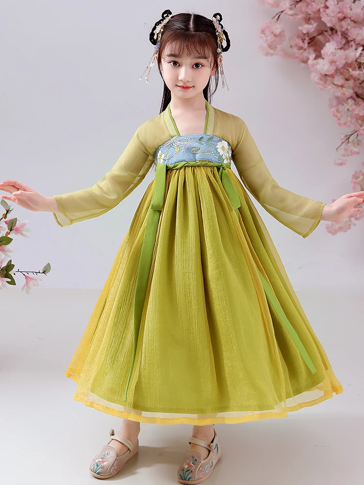 Костюмы Hanfu для девочек-супер сказочные платья принцессы вишни, элегантные детские платья в китайском стиле и в старинном стиле