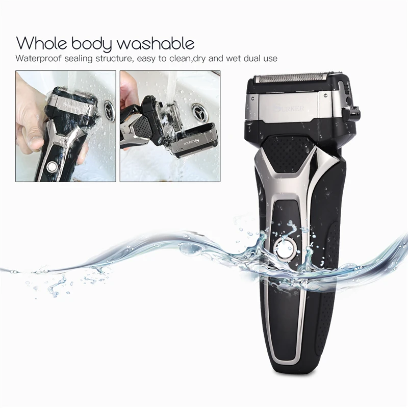 

Shaver Machine Electric Razor Men Stainless Steel Shaver Rechargeable Trimmer Shaver 3D Floating Shaving LED Display barbeador