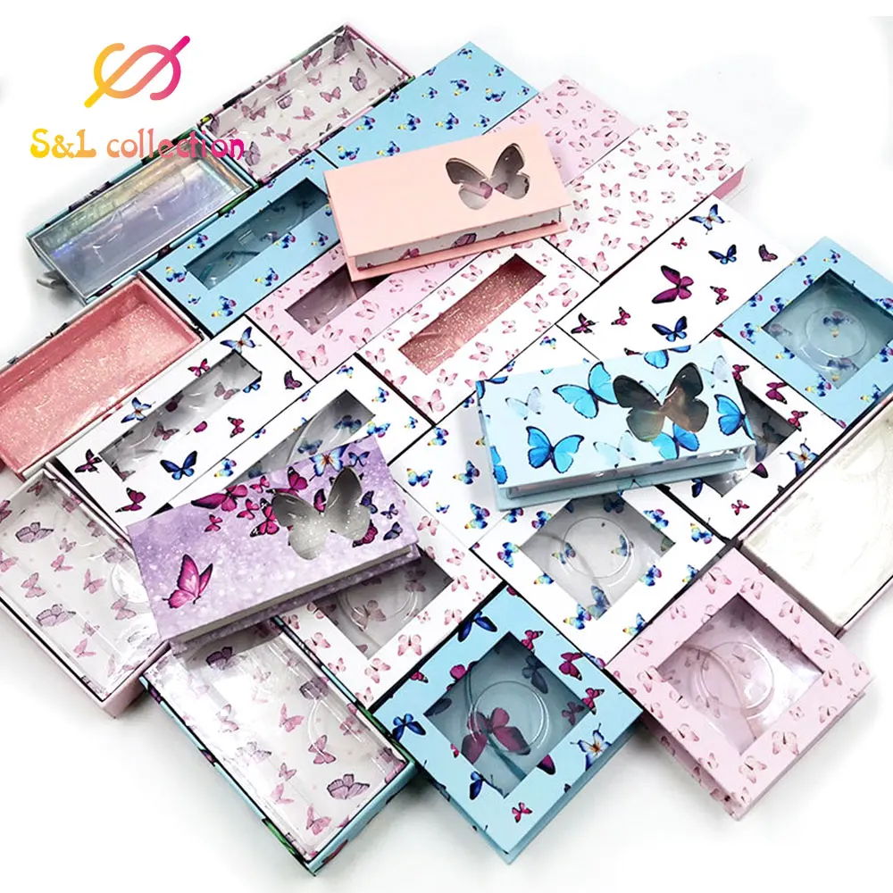 

New Design Eyelash Packaging Box Wholesale Empty Lash Boxes With Tray Rectangle Case 25mm Mink Lashes Creative Eyelashes Package