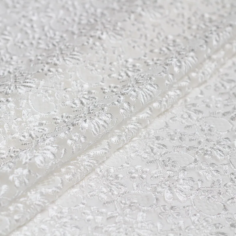 Перламутровые шелковые белые стерео вышитые кружевные ткани хлопок полиэфирные