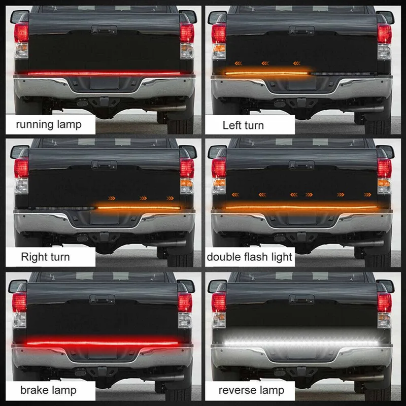 

1PCS 48inch Car Brake Turn Light Warning Signal Flexible LED Strip Rear Tail Running Reverse Double Flash Light For Pickup truck