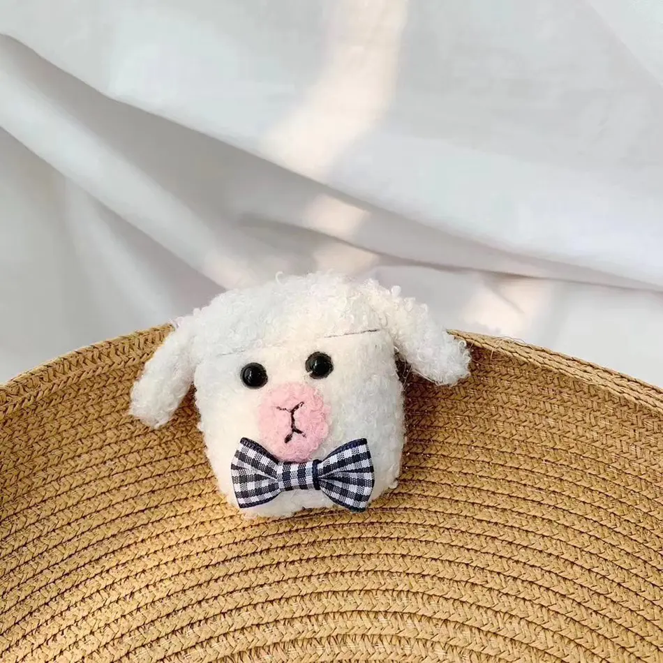 3D Cute Earphone Case for Airpods Case Cartoon Knitted plush Cover for Apple Airpods 2 Case Bear Teddy Dog Rabbit Earpods Case
