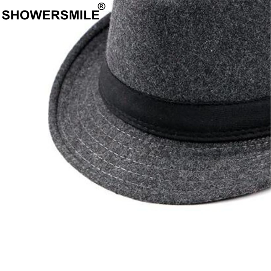 Шляпа SHOWERSMILE для мужчин и женщин винтажная фетровая шерстяная Панама бордового